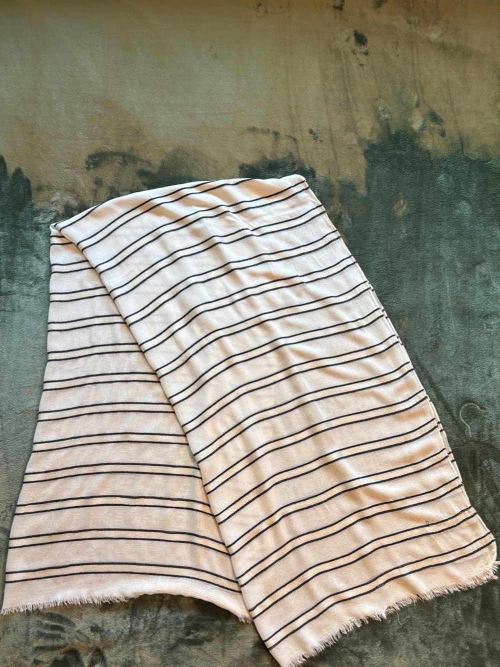 Striped Lightweight Scarf - White with Black Stripes
